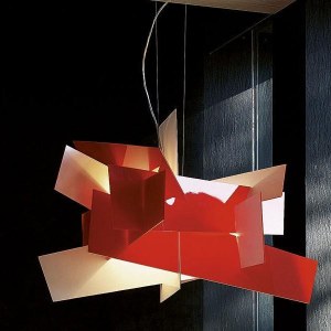 Lampe suspension design type big bang diamètre 65 cm rouge