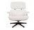 Fauteuil Lounge + ottoman Eames en cuir blanc avec pied noir et chrome