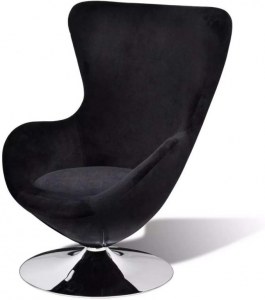 Fauteuil design Cocoon avec revetement noir oeuf 