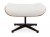 Fauteuil Lounge + ottoman Eames en cuir blanc avec pied noir et chrome