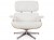 Fauteuil Lounge + ottoman Eames en cuir blanc et pieds chromés